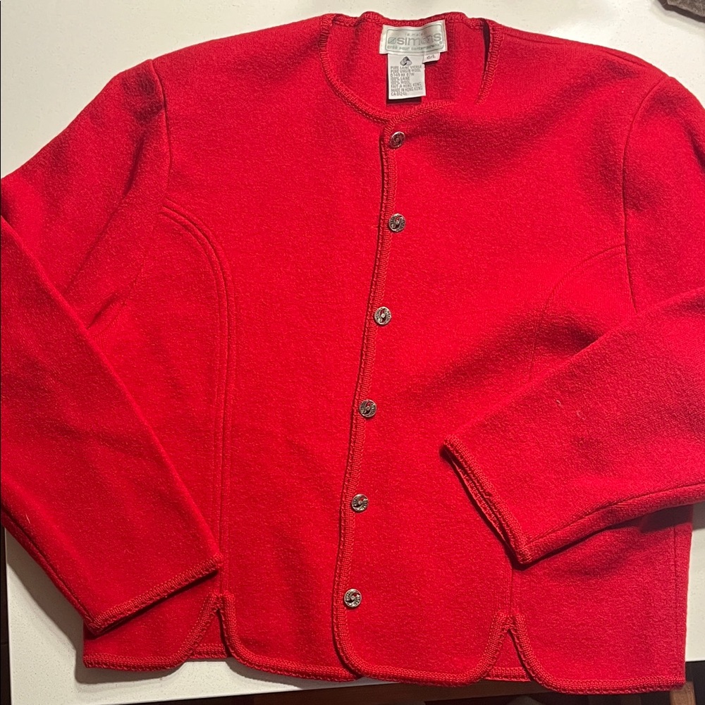 Scructured brushed wool red sweater